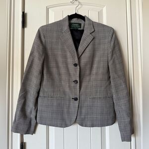 LAUREN Ralph Lauren Plaid Blazer Wool Blend Size 4